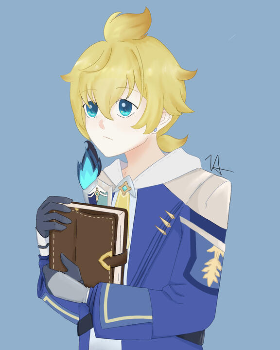 Fully colored, plain background, character portrait.