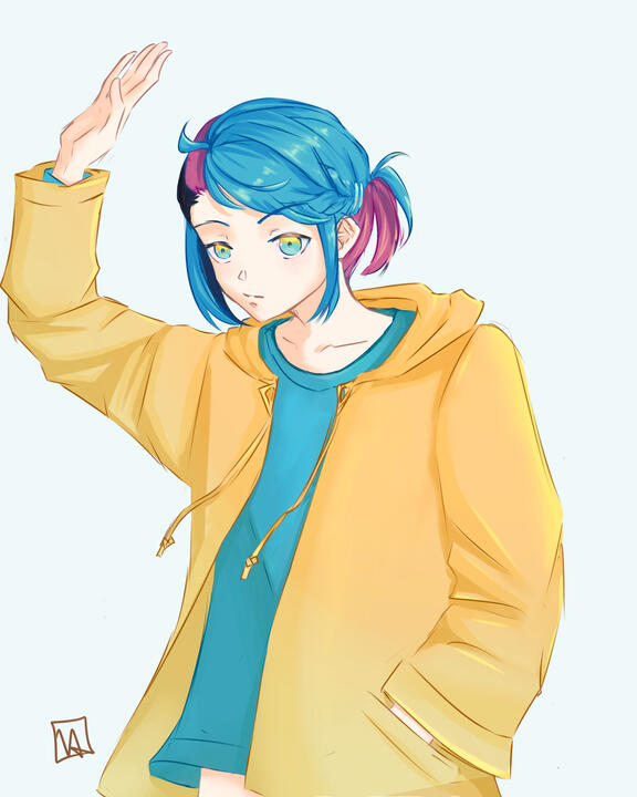 Fully colored, no background, unfinished line art, character portrait