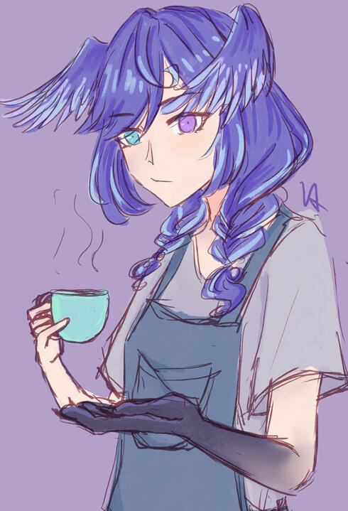 Black and white, partially colored, unfinished line art.